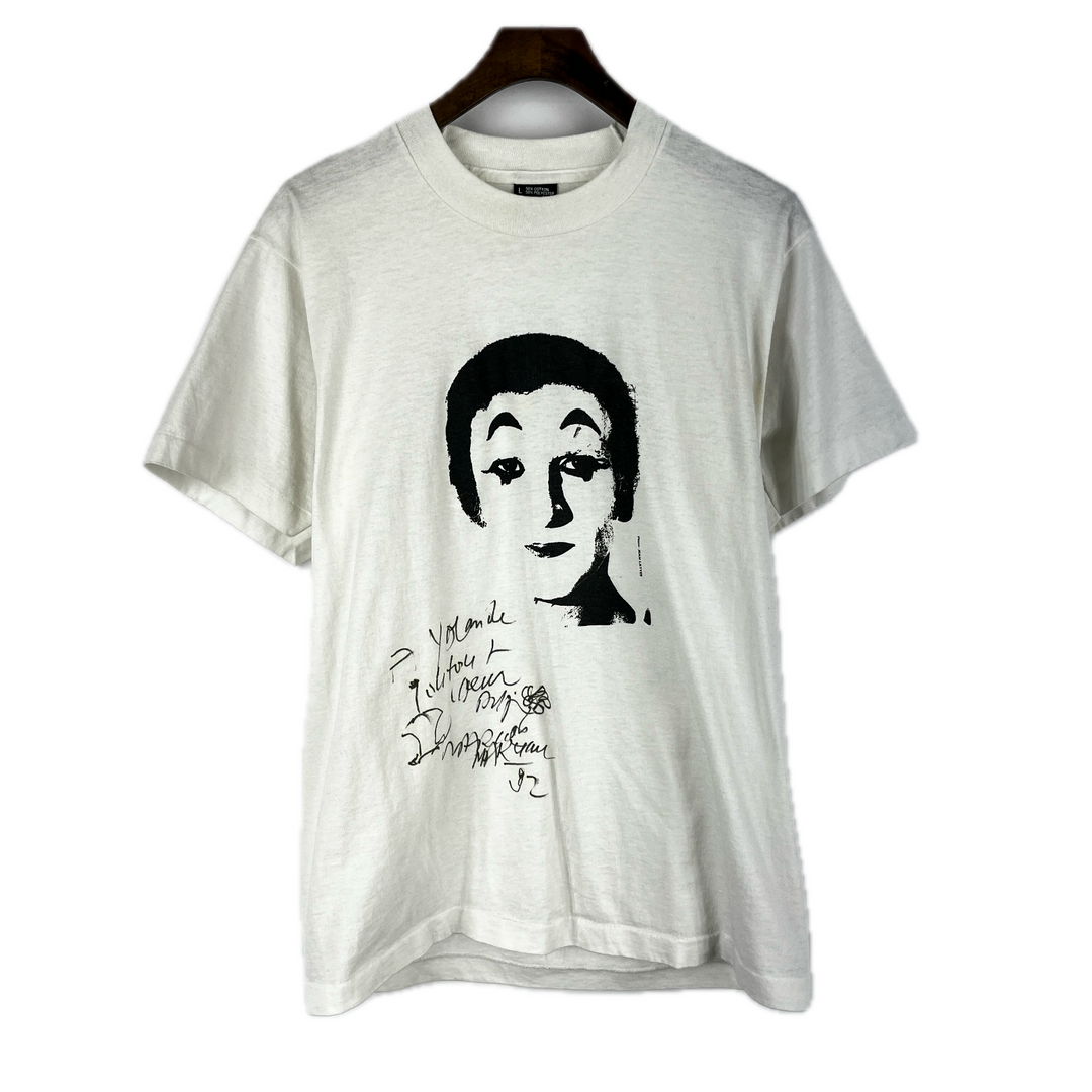 Vintage Rare 80s Marcel Marceau Single Stitch Signed White T-shirt Size L USA