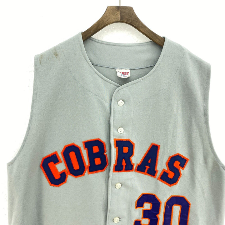 Vintage Keystone School Cobras #30 Gray Sleeveless Baseball 80s Jersey Size L