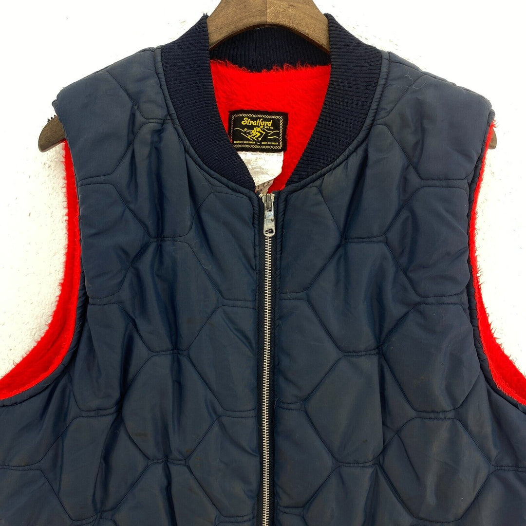 Stratford Navy Blue Full Zip Fleece Lined Vintage Vest Jacket Size M