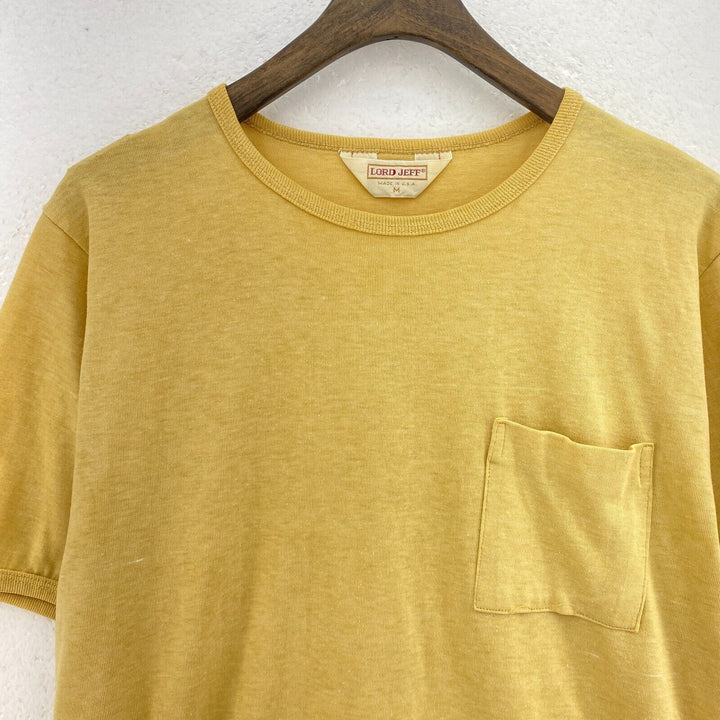 Yellow Basic Crew Neck T-shirt Size M Single Pocket
