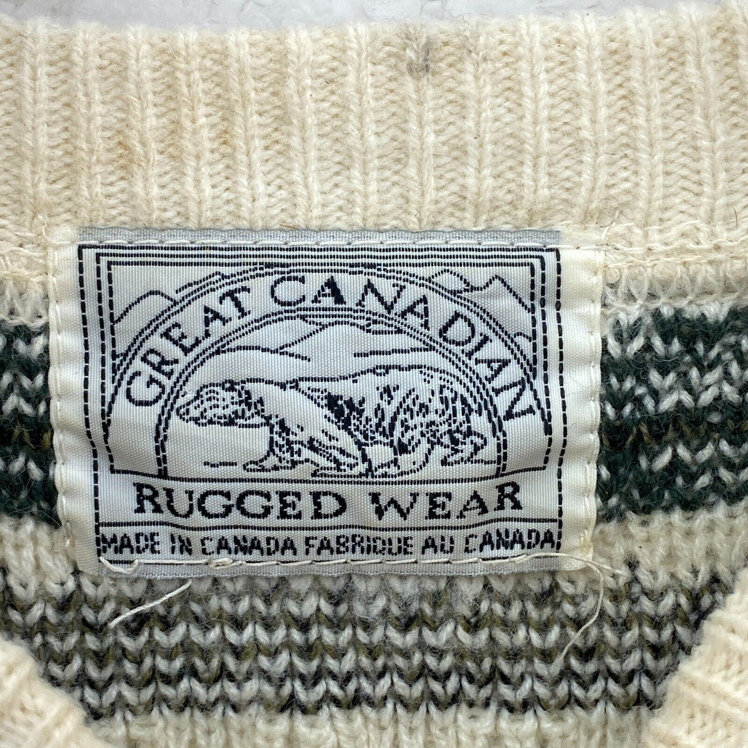 Vintage White 3D Textured Knit Crewneck Sweater Size XL