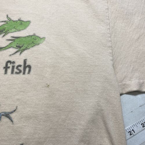 Vintage Dr. Seuss One Fish Two Fish Red Fish Beige T-shirt Size XL