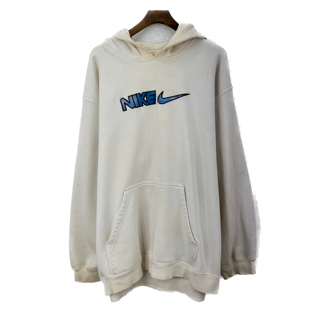 Vintage Nike Spell Out Swoosh Logo White Hoodie Size XL