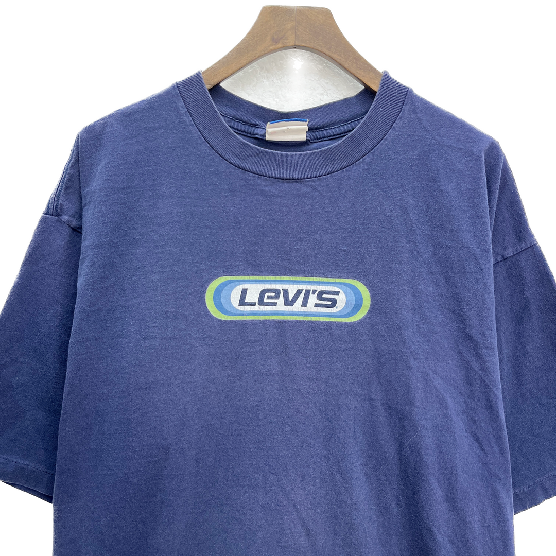 Vintage Levi's Logo Navy Blue T-shirt Size L Crew Neck