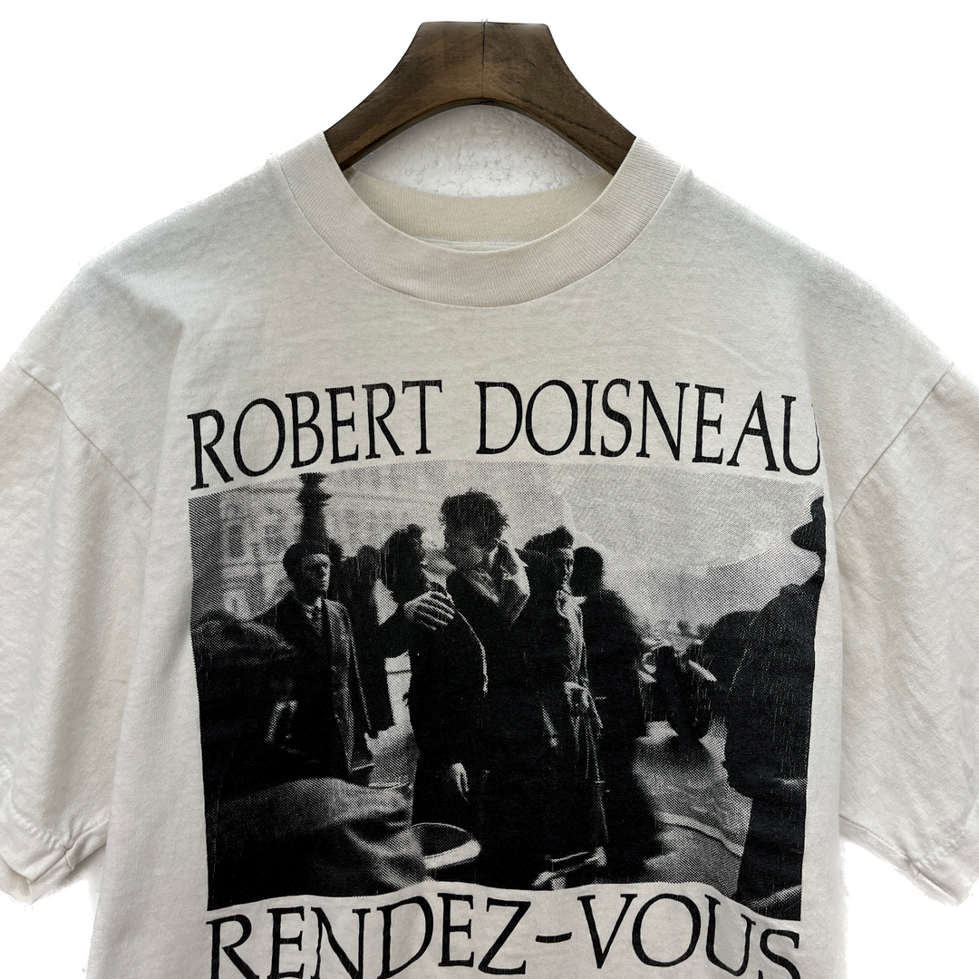 Vintage Robert Doisneau Rendez Vous White T-shirt Size M Art Photography