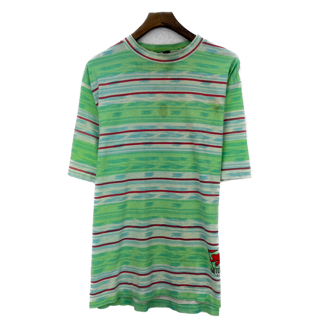 Vintage Gotcha Striped Green Multicolor T-shirt Size XL