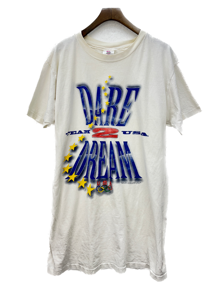 Team USA Olympics Dare 2 Dream Vintage T-shirt Size XL White Single Stitch 90s