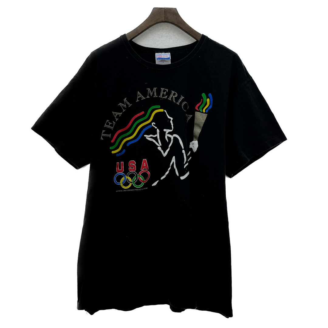 Vintage Team USA America Olympics Black T-shirt Size XL Single Stitch 90s