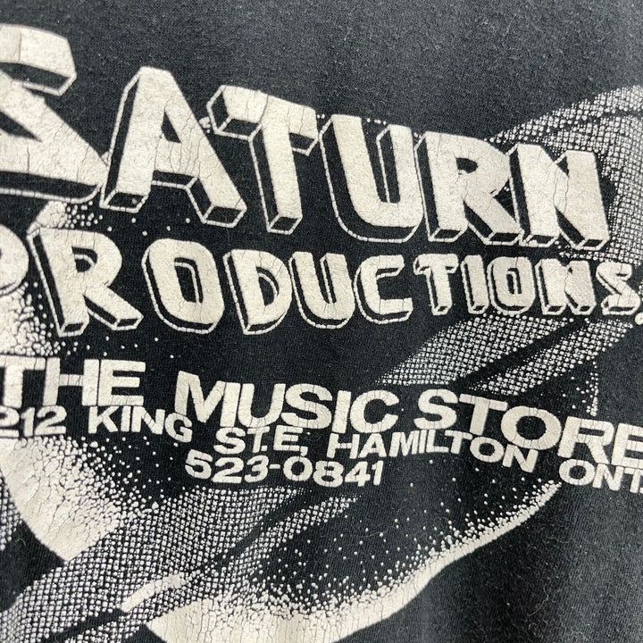Vintage Harvey Woods Saturn Production Music Black T-shirt Size L