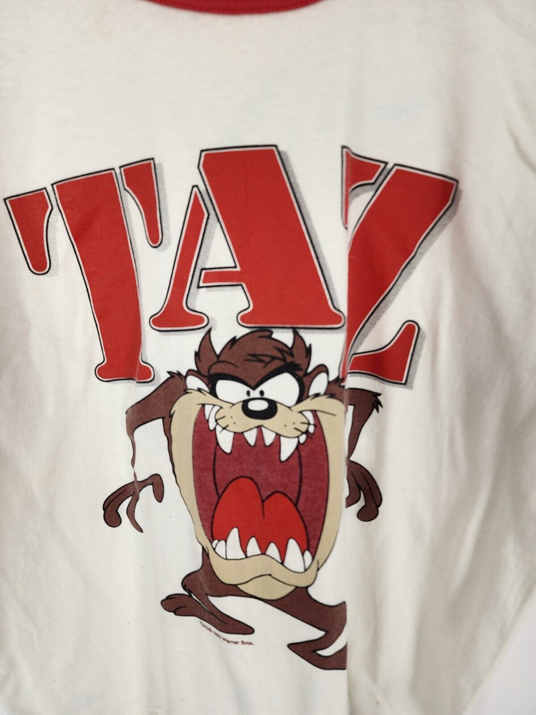 Vintage 1992 Warner Bros Looney Tunes Taz Ringer T-shirt White Size L