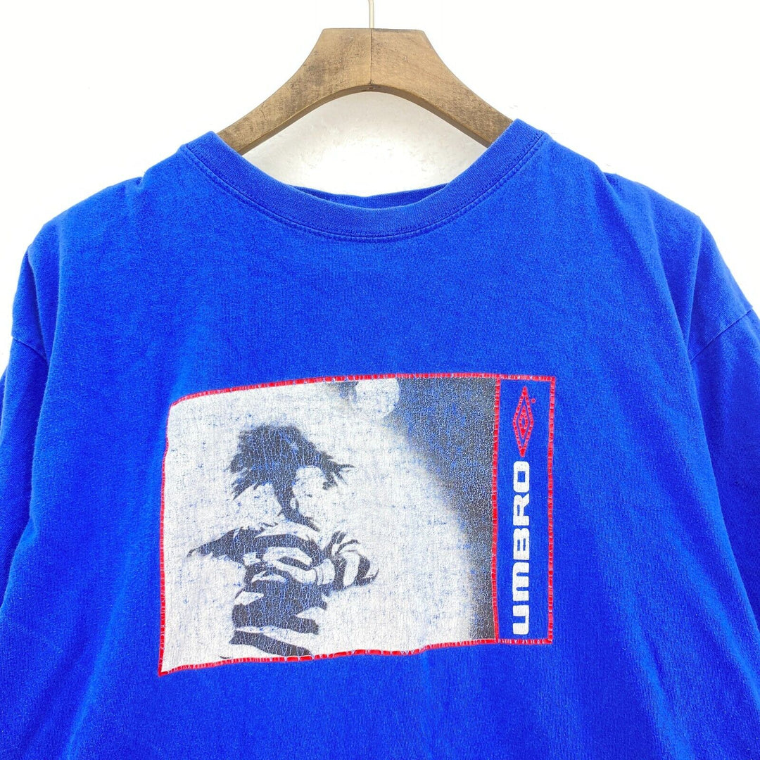 Vintage Umbro Logo Graphic Print Blue T-shirt Size M Tee