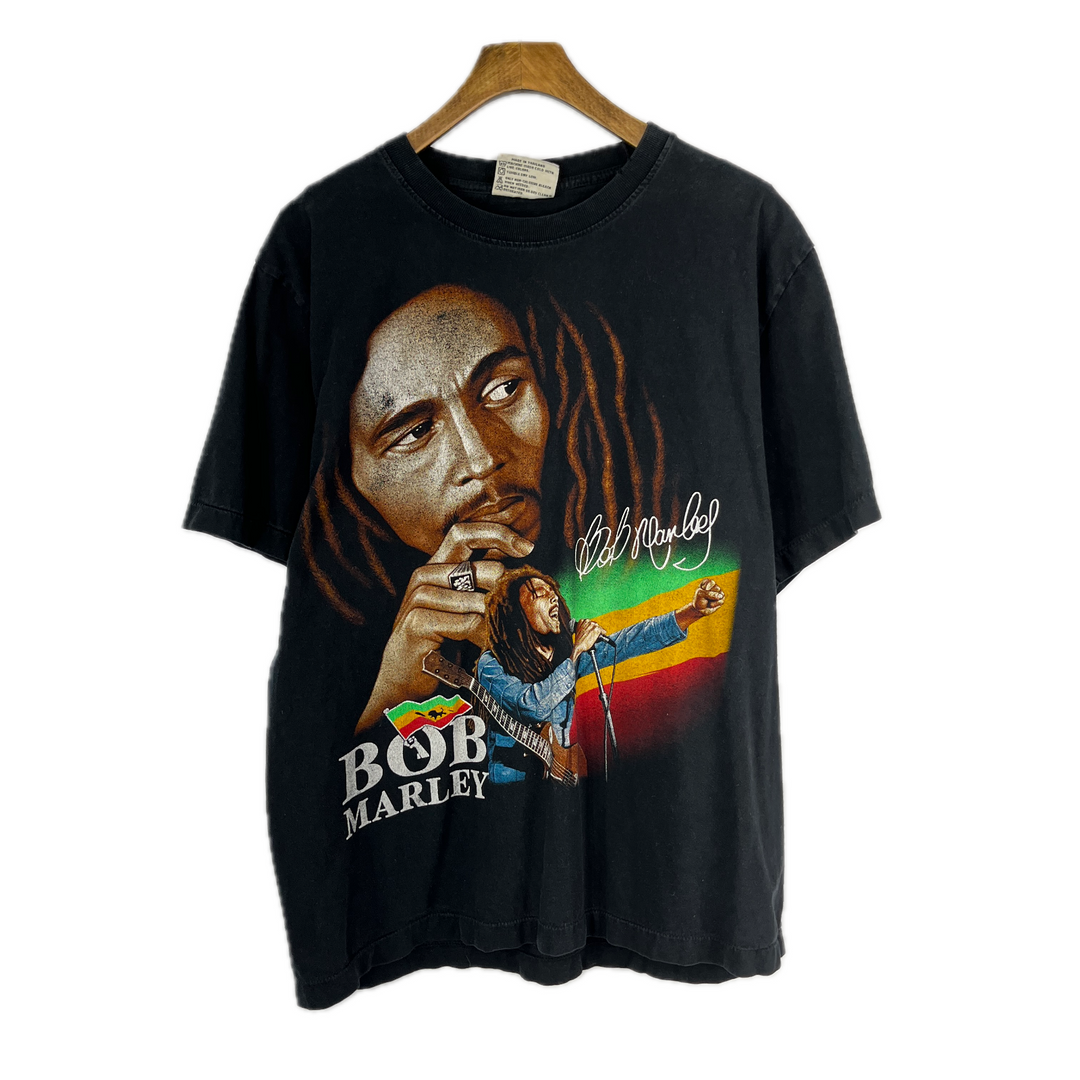 Bob Marley Black T-Shirt Printed Front And Back Size L