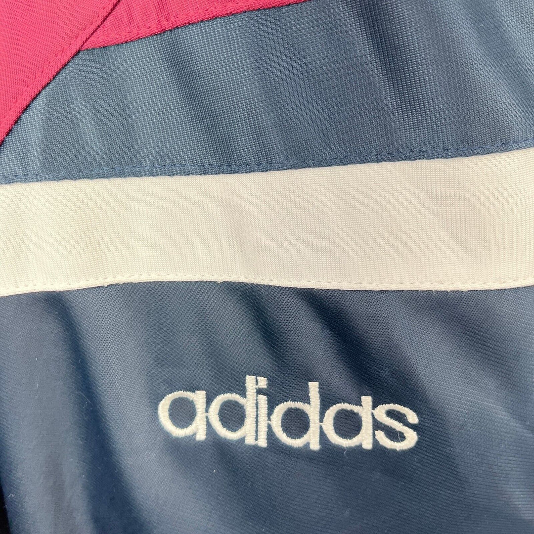 Vintage Adidas Team Navy Blue Colorblock Windbreaker Light Jacket Size L