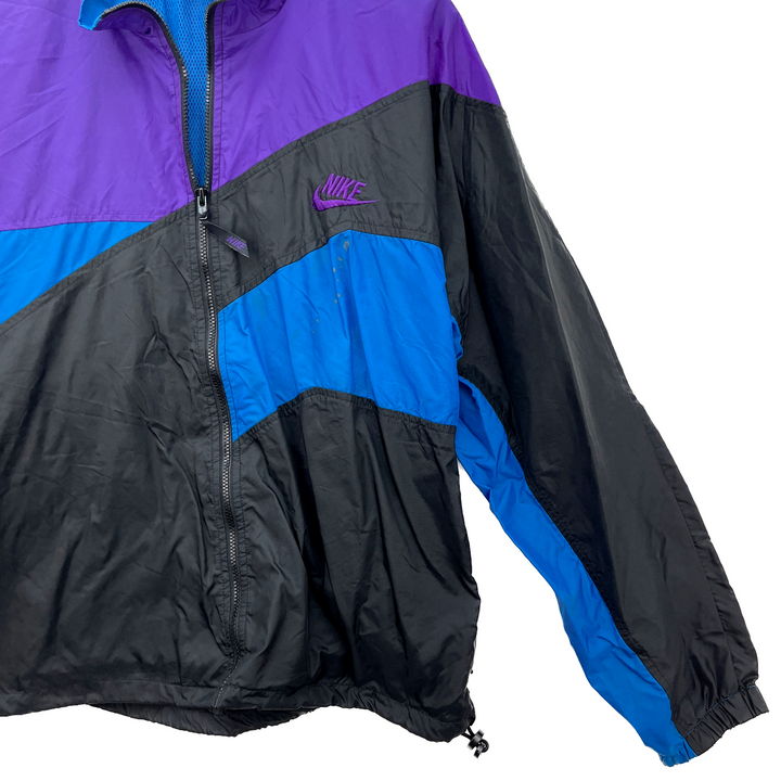 Vintage Nike Swoosh Logo Full Zip Purple Track Jacket Size M 90s Colorblock