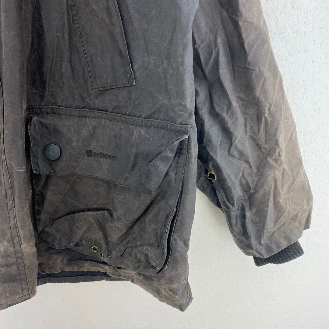 Vintage Barbour Beaufort Full Zip Waxed Cotton Brown Jacket Size M