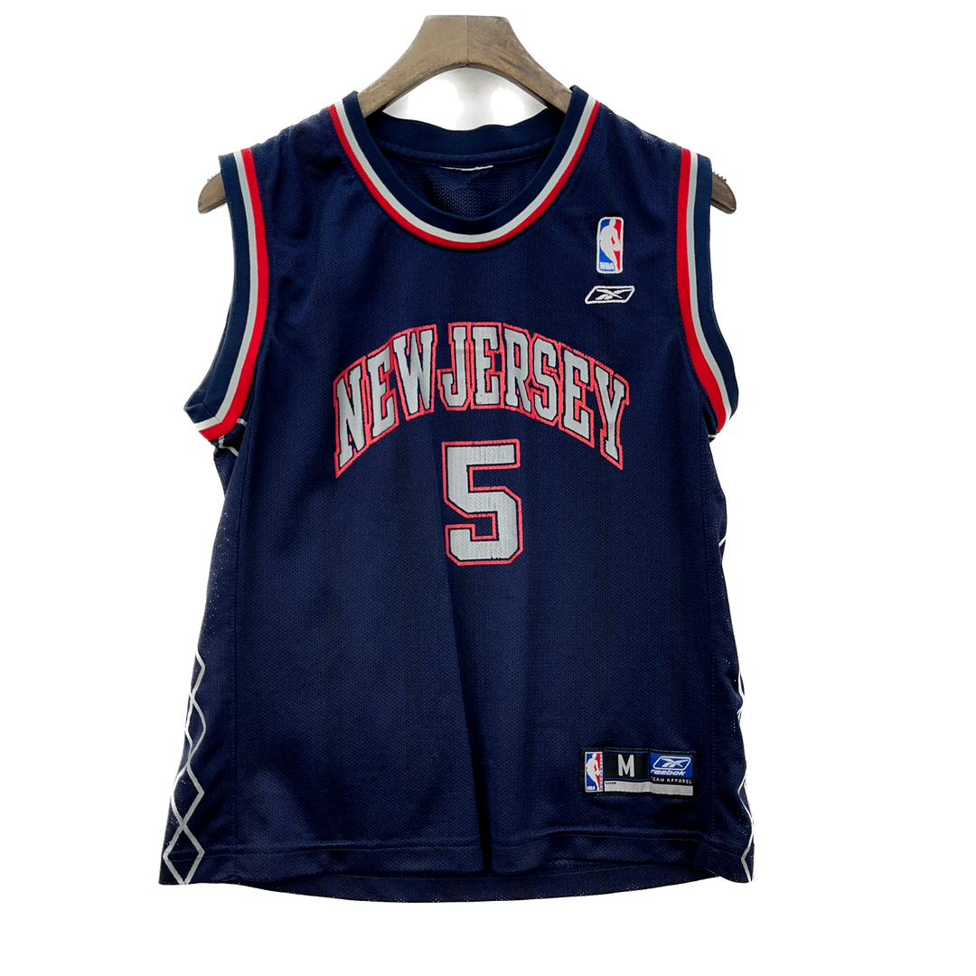 Vintage Reebok New Jersey Basketball NBA Navy Blue Jersey Size M Kids