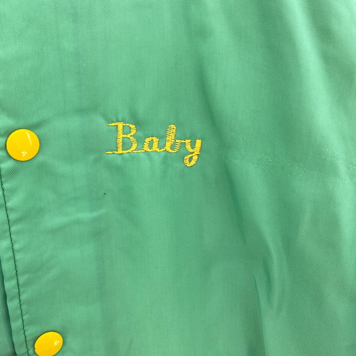 Vintage Baby Embroidered Green Snapped Bomber Jacket Size S College