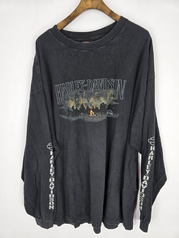 Vintage Harley Davidson Long Sleeve Prairie T-shirt Black Size 3XL