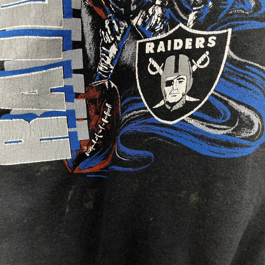 Vintage LA Oakland Raiders NFL Black Raglan Sleeve T-shirt Size 2XL