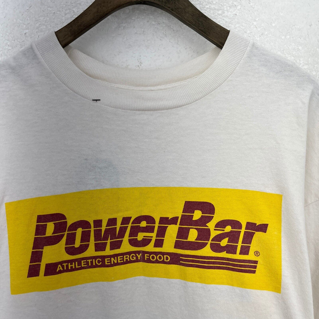 Vintage Power Bar Athletic Energy Food White T-shirt Size XL