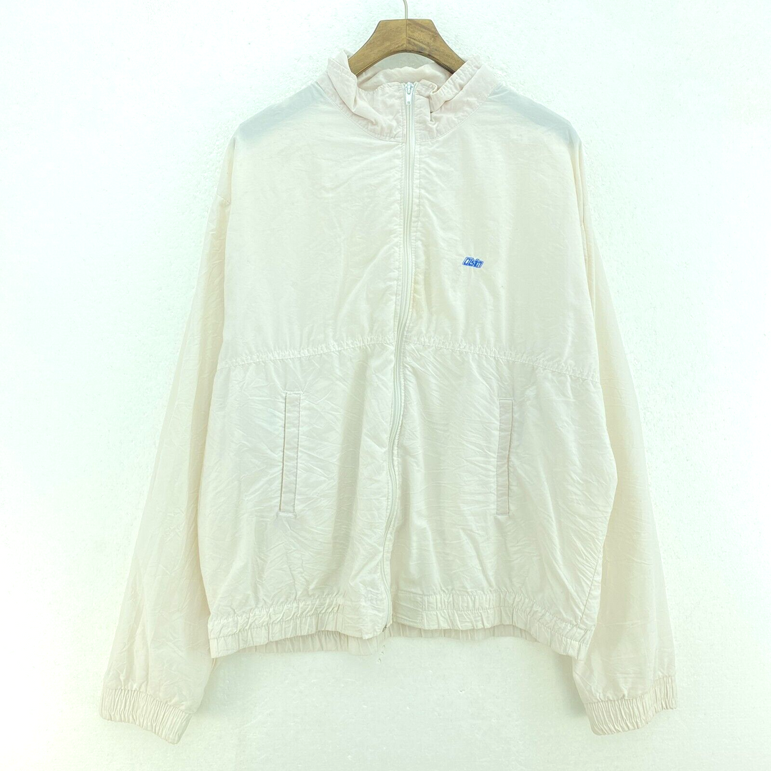 Vintage 70s Work Light Jacket Size L White Full Zip Up