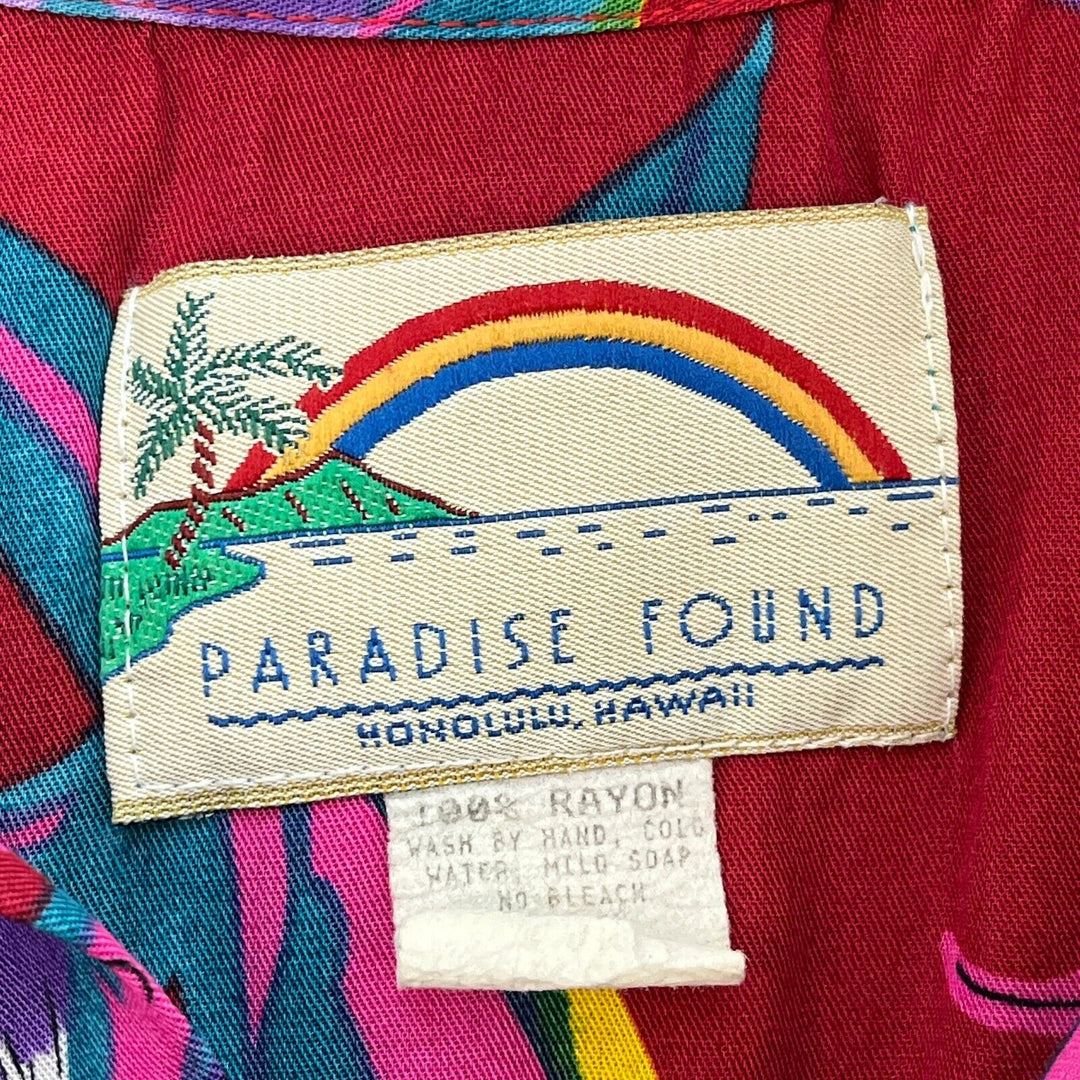 Vintage Red Hawaii Print Button Up Shirt Size L Resort Floral