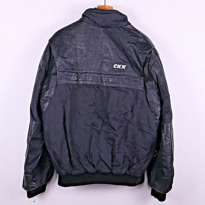 CKX Vintage Black Leather Jacket Full Zip Size L 90s