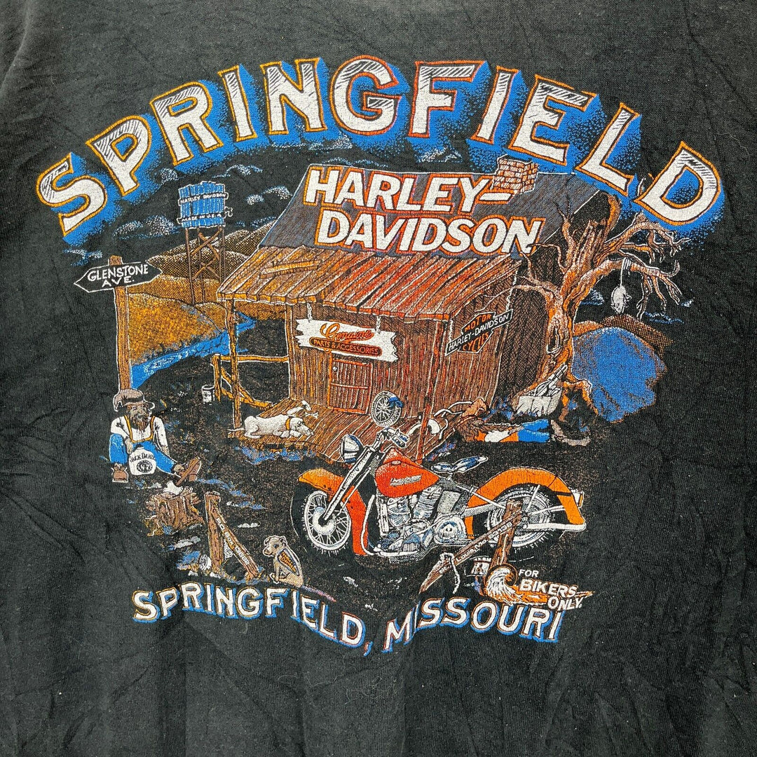 Vintage Harley Davidson Motorcycles Springfield Black T-shirt Size XL Biker