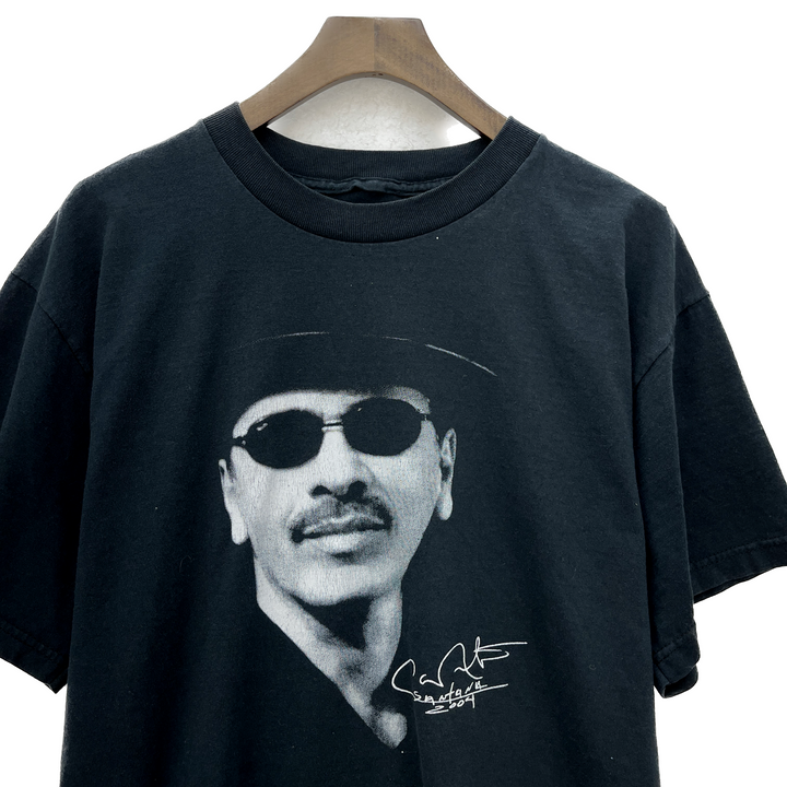 2004 Carlos Santana Vintage Graphic T-shirt Size M Black Rock Tee Y2K