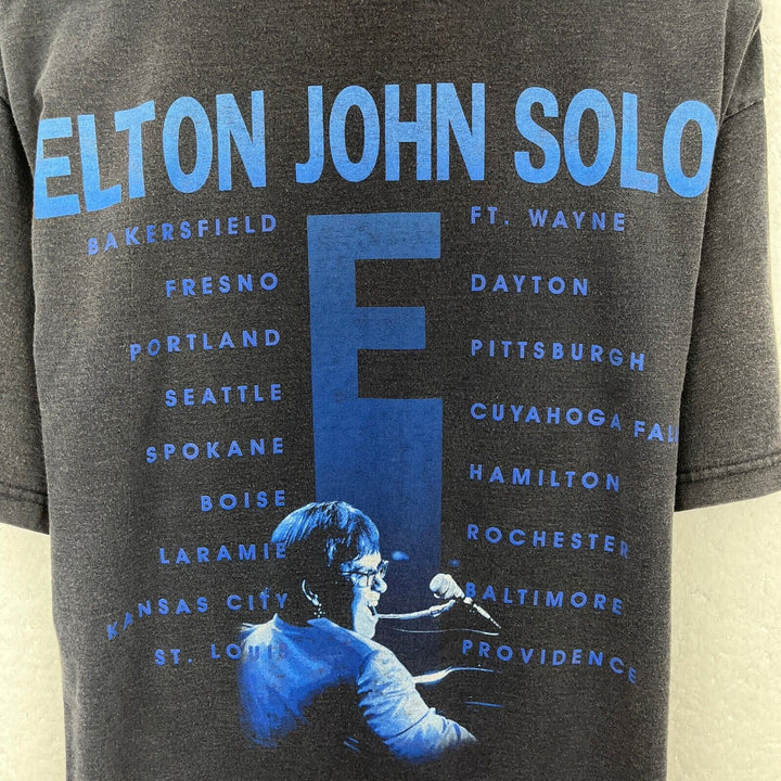 Vintage Elton John 70s Music Black T-shirt Size L