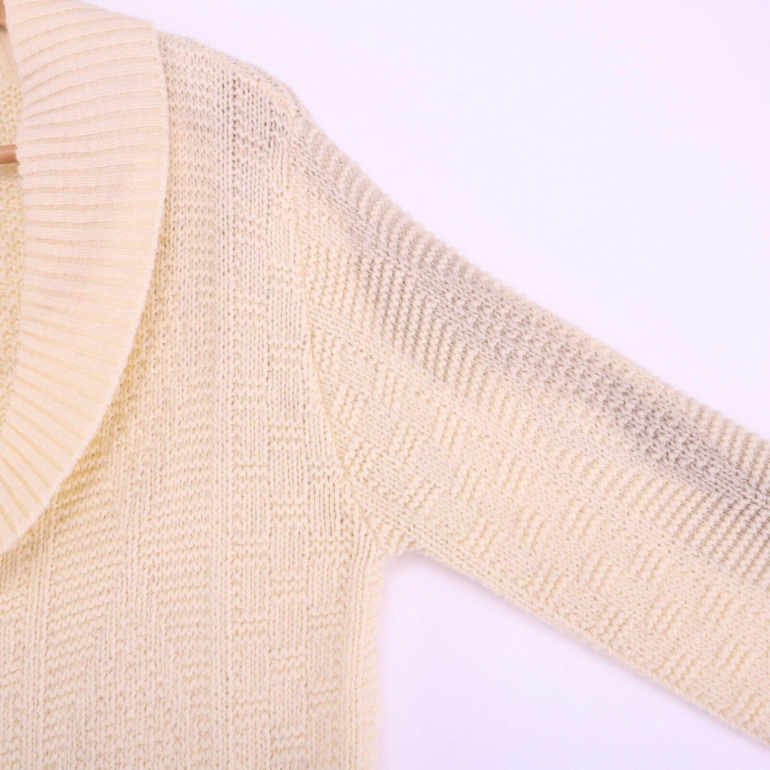 Vintage Cream Cardigan Spread Neck Size Medium