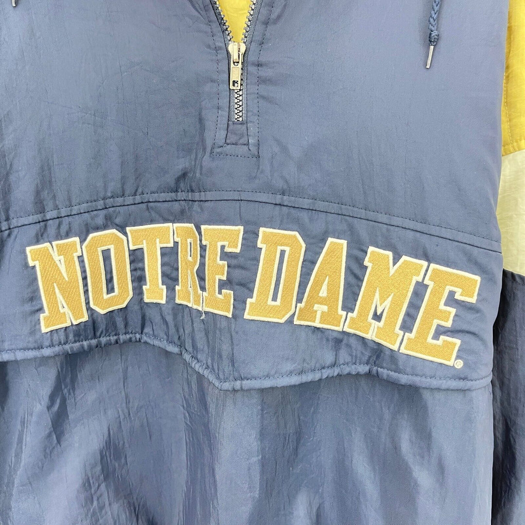 Vintage Notre Dame Fighting Irish Quarter Zip Navy Blue Insulated Jacket Size L