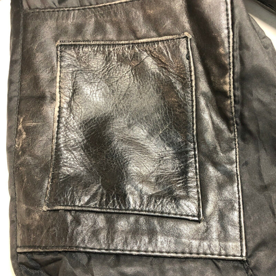 CKX Vintage Black Leather Jacket Full Zip Size L 90s