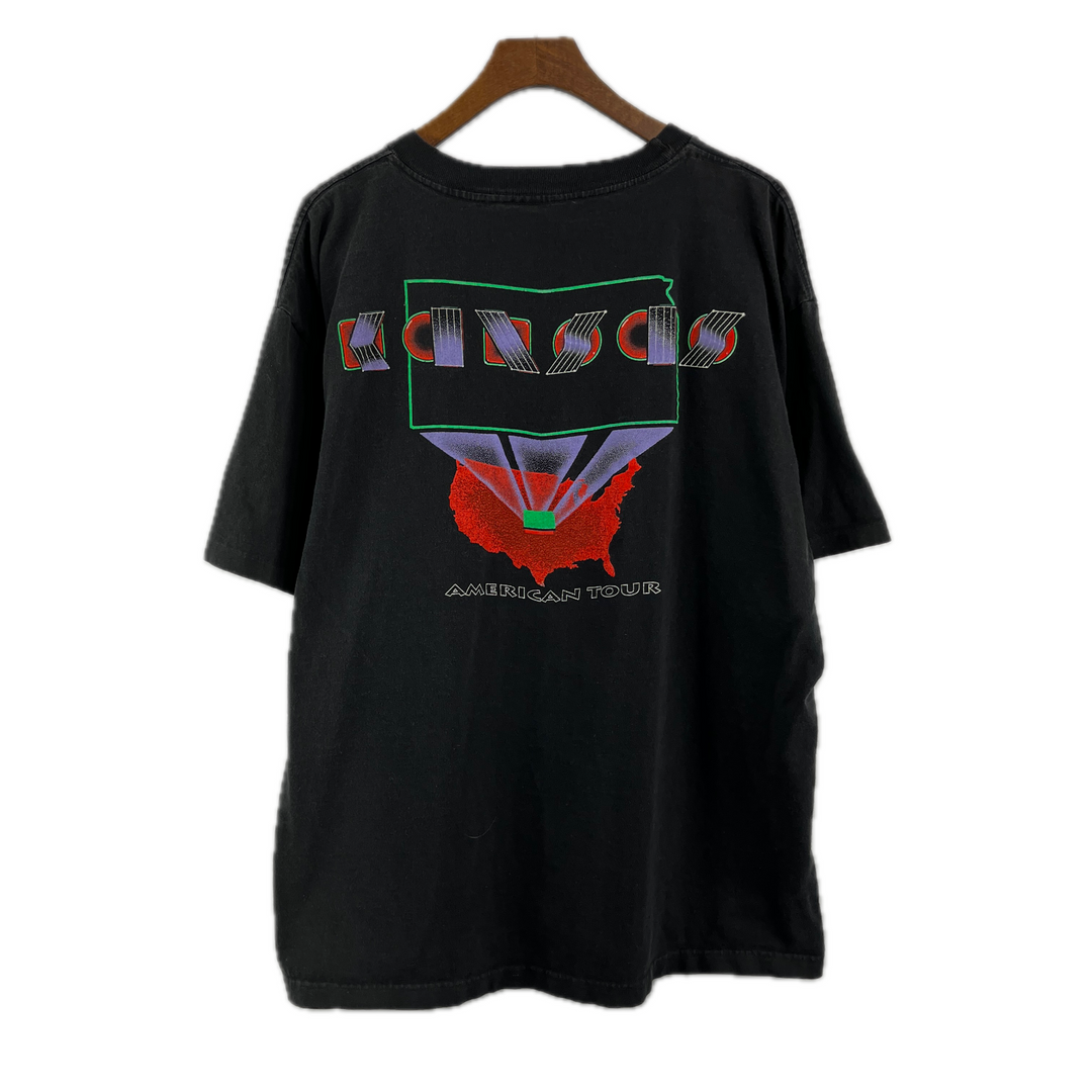 Vintage 1991 Kansas Concert Tour Band T-Shirt Size L Black