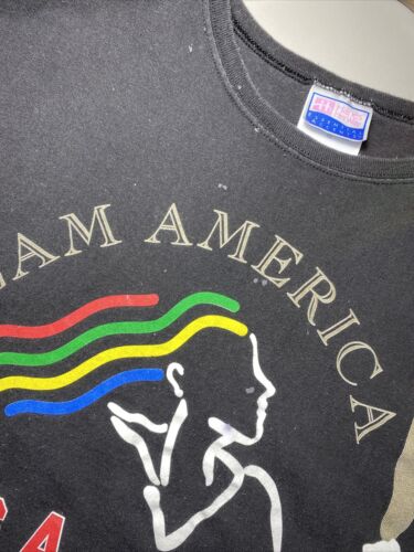 Vintage Team USA America Olympics Black T-shirt Size XL Single Stitch 90s