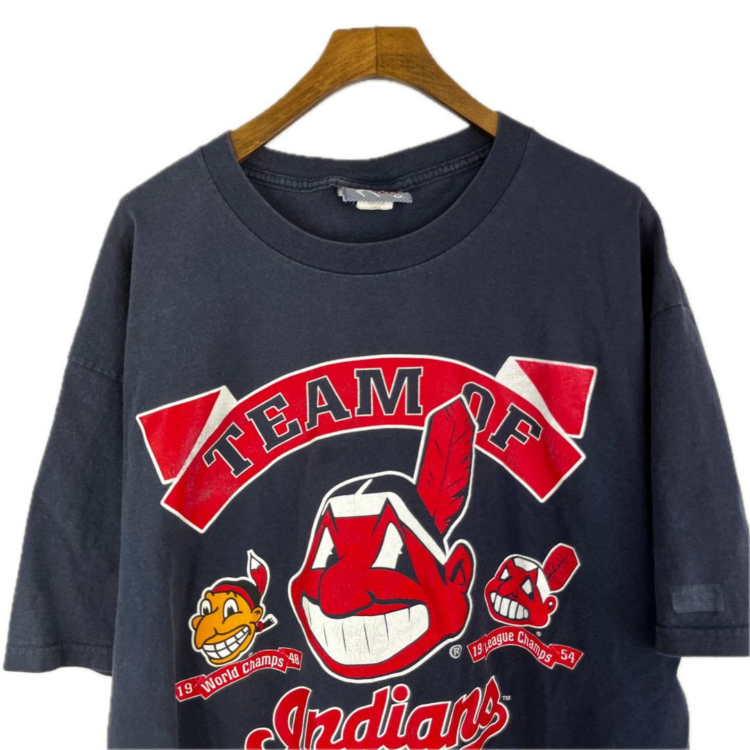 Vintage Cleveland Indians T-shirt Graphic Print Lee Size XL Blue