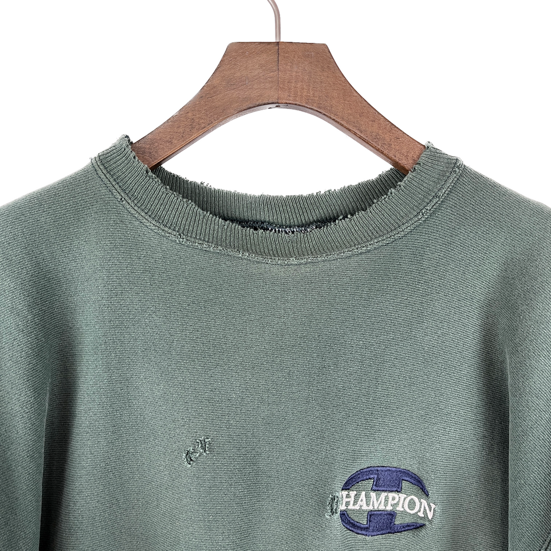 Vintage Champion Embroidered Logo Green Sweatshirt Size 2XL Crewneck