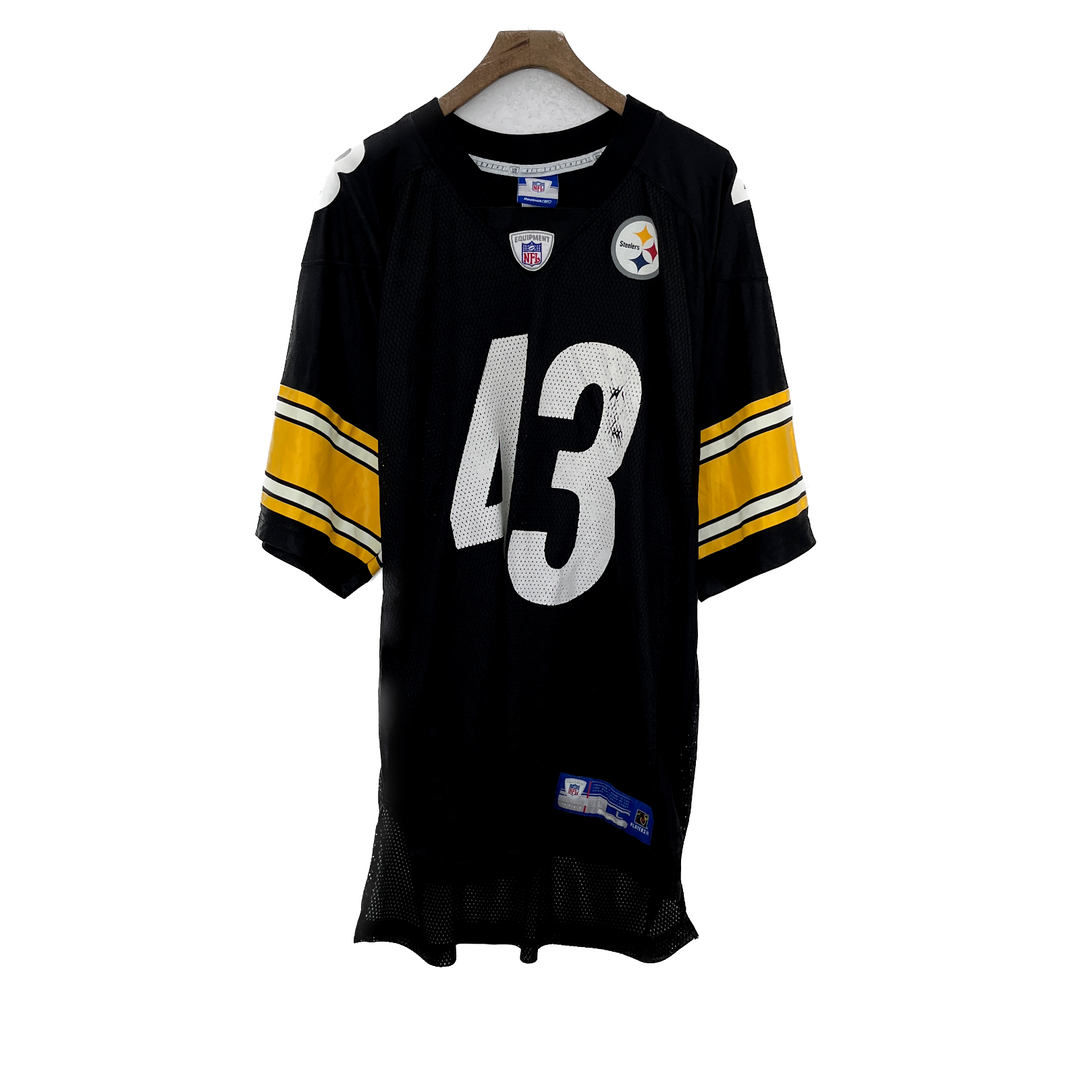 Vintage Reebok Pittsburgh Steelers NFL Black Troy Polamalu #43 Jersey Size L