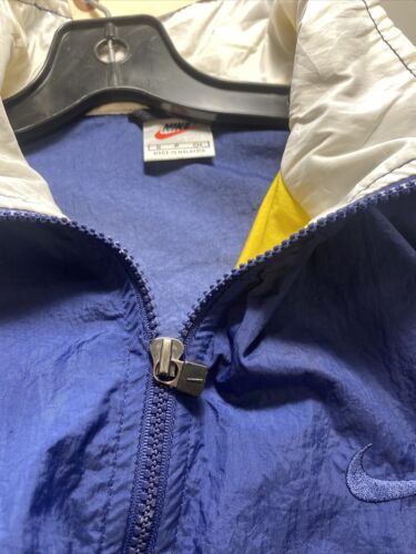 Vintage Nike Swoosh Logo Full Zip Navy Blue Windbreaker Jacket Size S