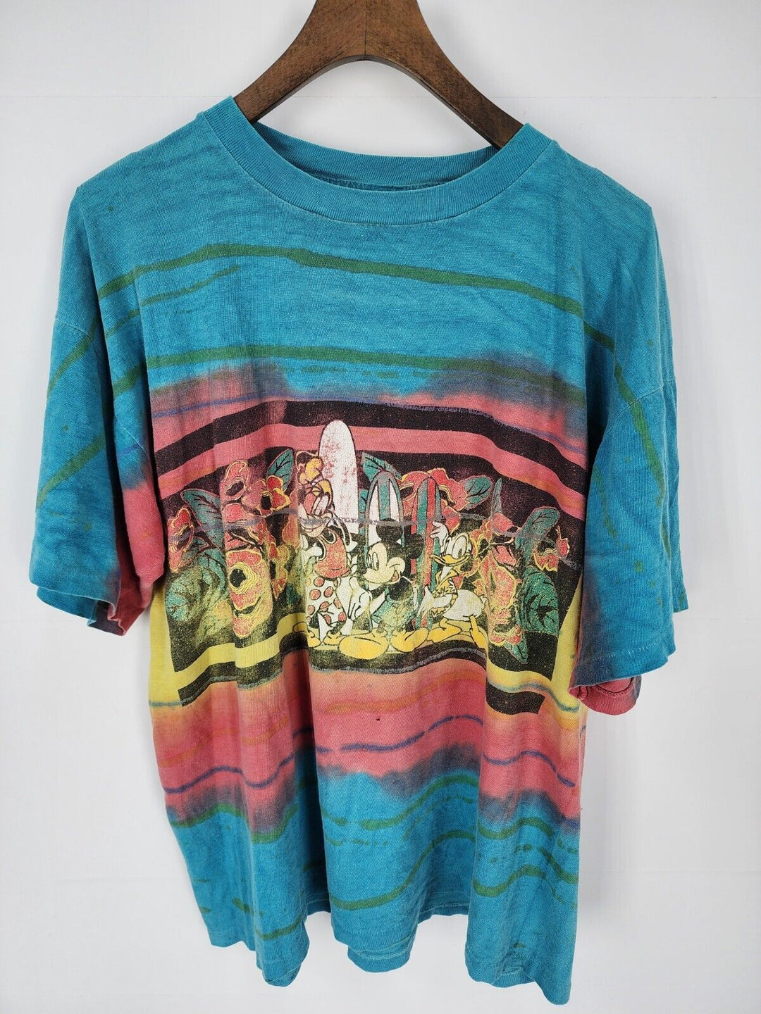 Vintage Disney Unlimited Shirt Men L Tie Dye Jem Mickey Goofy Donald Surfboard