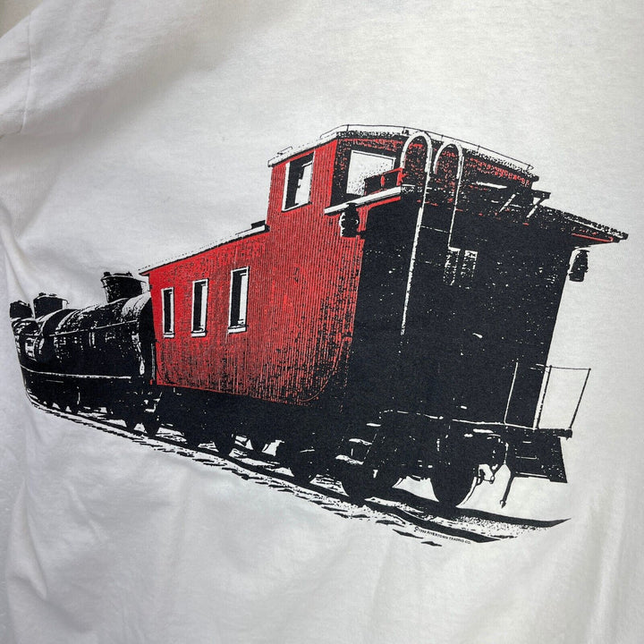 Vintage Train 1990 Graphic Print White T-shirt Size 2XL