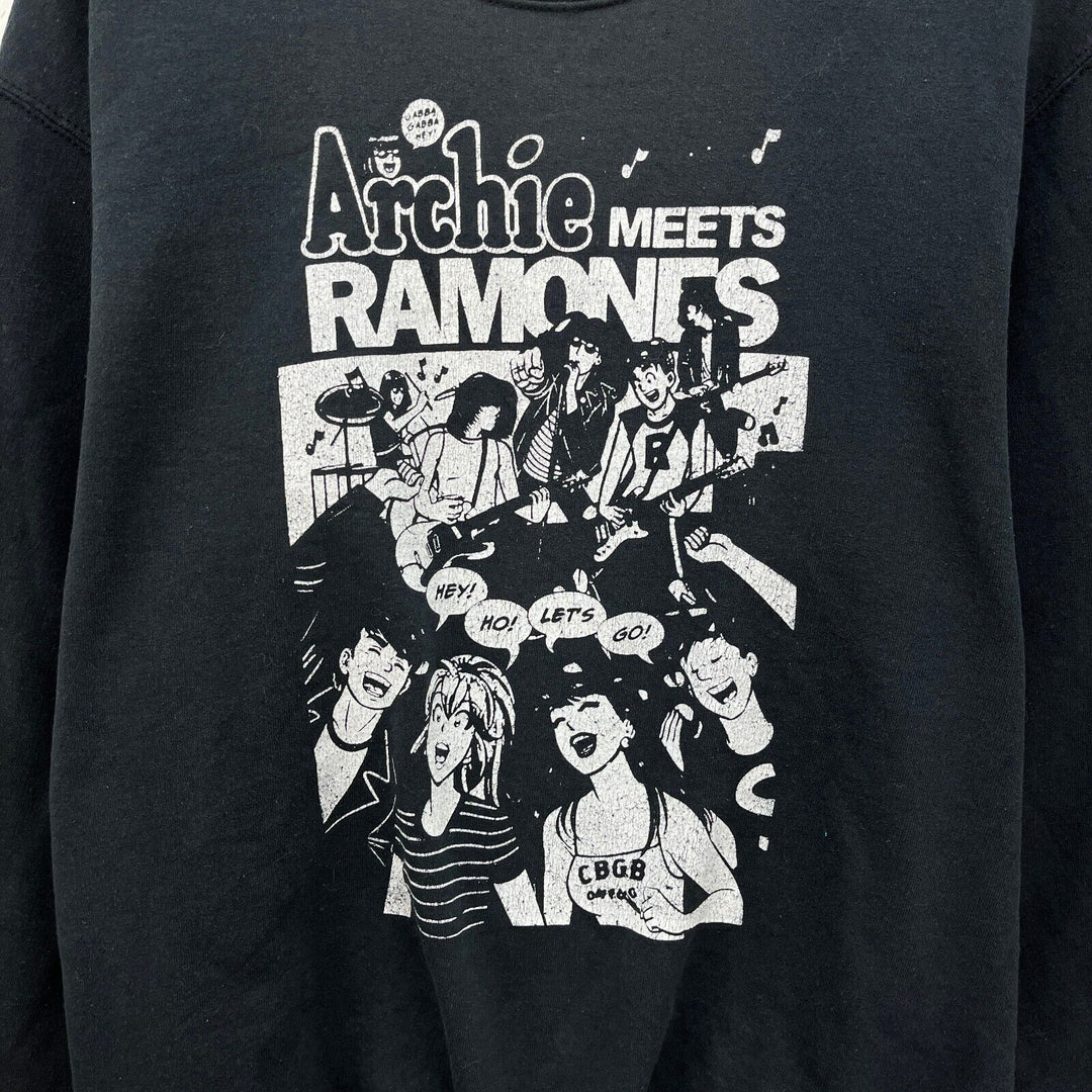 Vintage Archie Meets Ramones Graphic Print Black Sweatshirt Size S