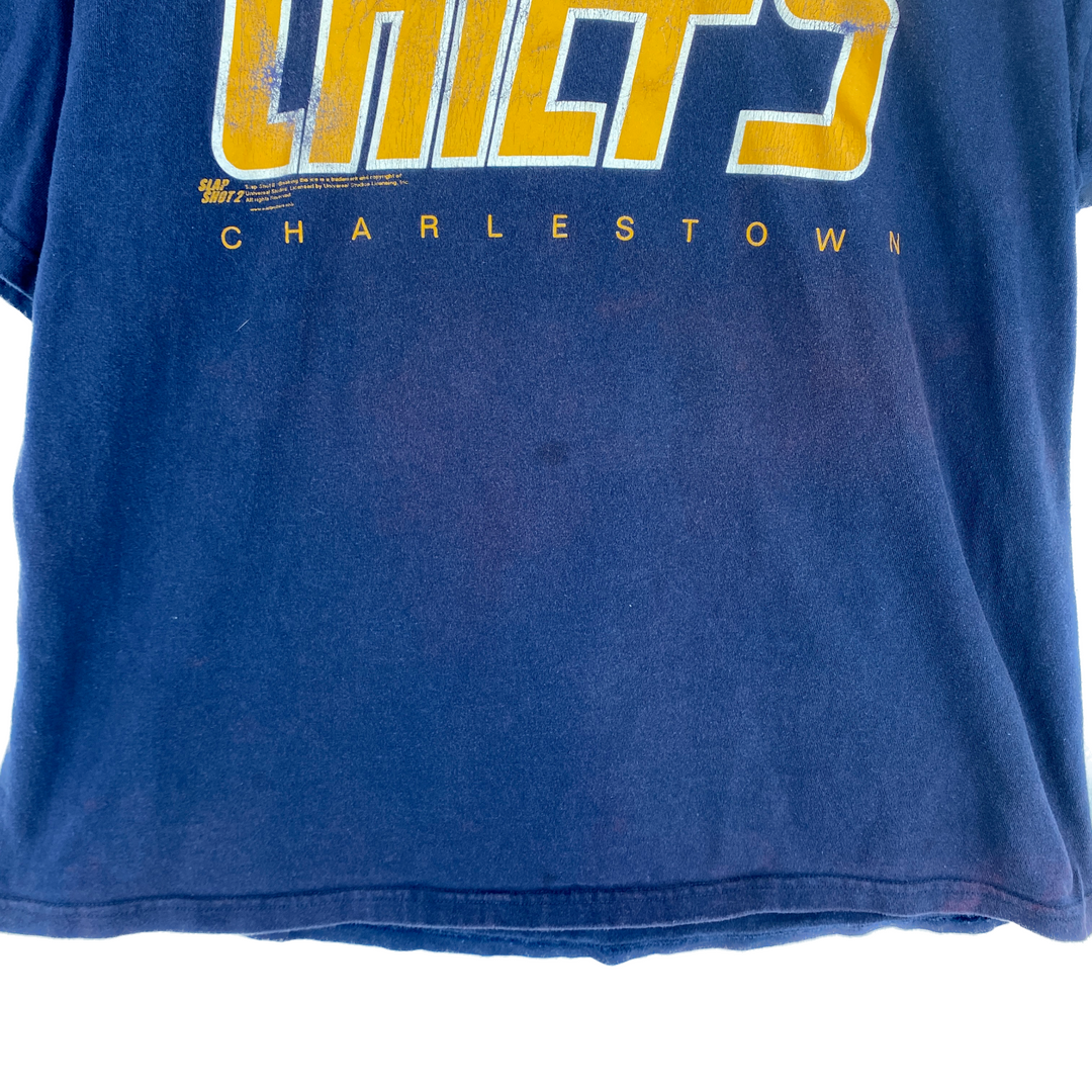 Slap Shot 2 Comedy Movie Charlestown Chiefs Navy Blue T-shirt Size M