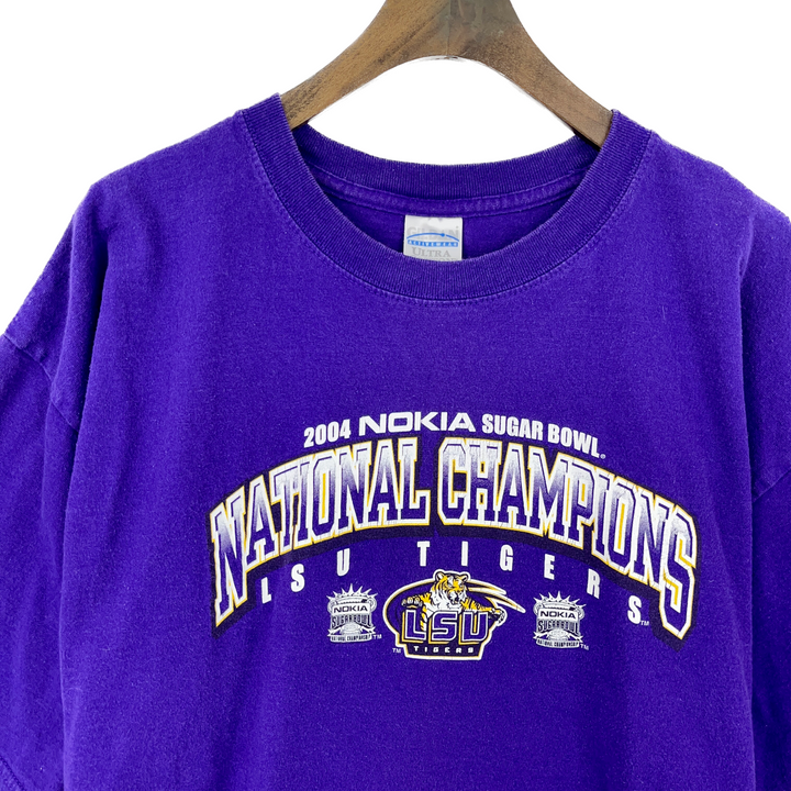 2004 Nokia Sugar Bowl National Champions LSU Tigers Purple T-shirt Size XL