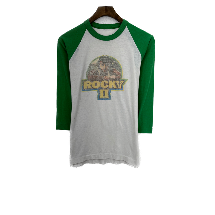 Vintage Rocky II Movie Raglan Sleeve White T-shirt Size S