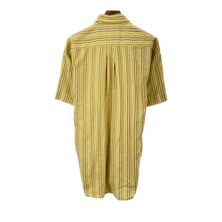 Vintage Marks&Spencer Yellow Striped Button Down Shirt Size M Short Sleeve