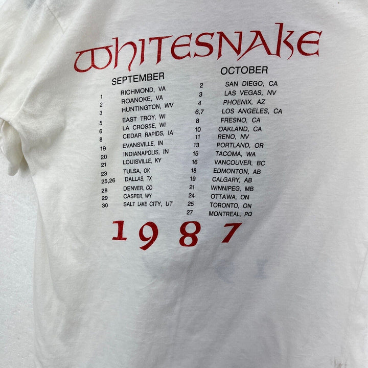 Vintage Whitesnake 1987 Rock Band David Coverdal White T-shirt Size S