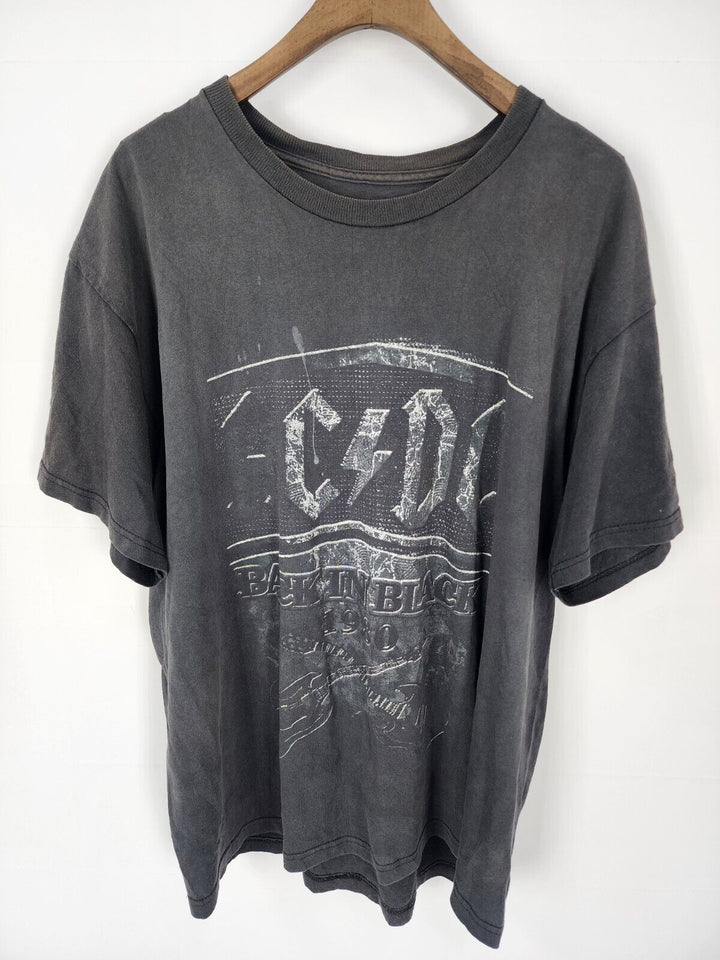 Vintage ACDC Shirt Men's Size Black Concert Tour Back In Black