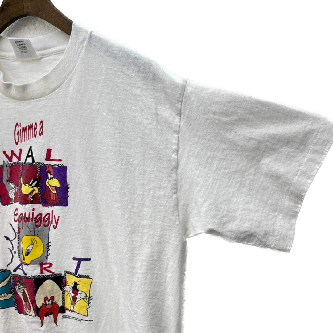 1995 Looney Tunes Cartoon Porky Pig Walmart Vintage T-shirt Size L White 90s