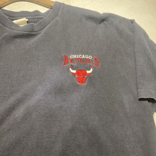Vintage Chicago Bulls NBA Logo Black T-shirt Size L